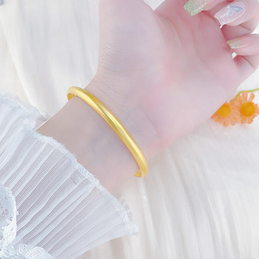 【限时克减150元】足金999.9 #超轻 古法空心固口手镯光圈扁形素圈手镯（面宽约4.7-5.1mm)(AIGFSZ00873-1)（预售产品下单后不退款不退货不换货不补差价） 商品图0