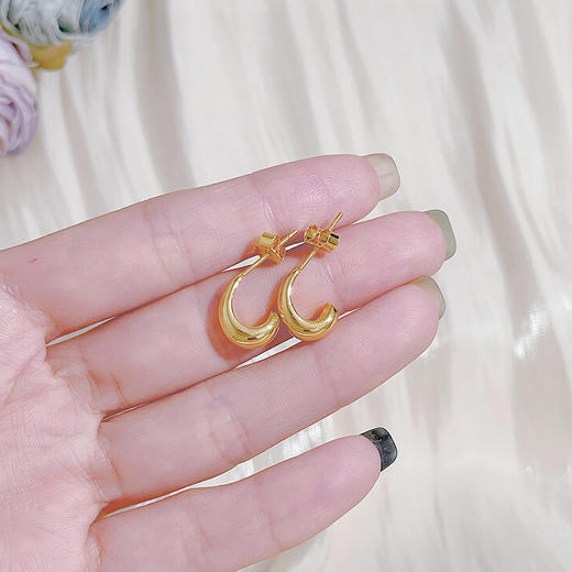 【限时克减150元】足金999 5G黄金小金豆水滴极简耳饰耳钉(AG5GES00194)（预售产品下单后不退款不退货不换货不补差价） 商品图3