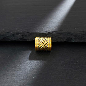 【限时7.5折】【定价黄金】足金 #电黑金 3D硬金电黑金编织纹转运珠Diy手串配件(V3DSC00445)