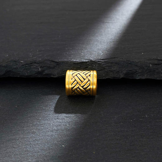 【限时7.5折】【定价黄金】足金 #电黑金 3D硬金电黑金编织纹转运珠Diy手串配件(V3DSC00445) 商品图0