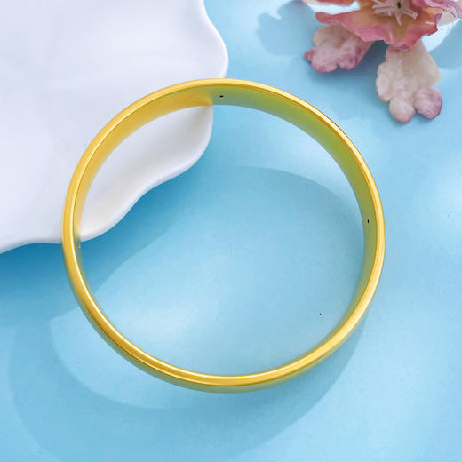 【限时克减150元】足金 无氰5D硬金空心固口素圈手镯（面宽约9.3-9.7mm，厚约3.6mm）(AR5DSZ00040)（预售产品下单后不退款不退货不换货不补差价） 商品图2