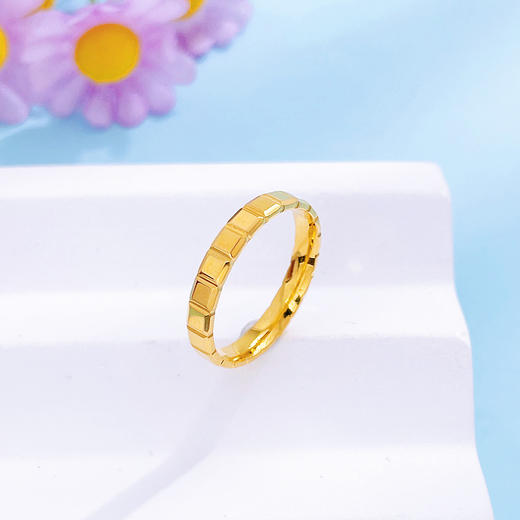 【限时克减150元】足金999 #固口戒指  5G黄金空心巧克力方块圈戒（面宽约2.7-3.1mm）(AG5GJZ00280)（预售产品下单后不退款不退货不换货不补差价 商品图1