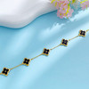 【限时克减150元】足金999  #CNC #低温珐琅 【精品】5G黄金实心双面茶黑玑镂珐琅柿蒂纹幸运草五花调节手链(AU5GSL00016-2)（预售产品下单后不退款不退货不换货不补差价） 商品缩略图2
