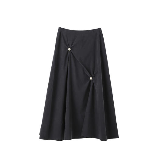 VIMAGE纬漫纪珍珠褶皱时尚百搭高腰显瘦A字半身裙2025夏季新款V2306916 商品图5