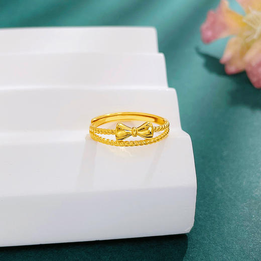 【限时克减150元】足金999 #520快乐 #在逃公主 5G黄金实心活口戒指蝴蝶结戒指女戒(AN5GJZ00056)预售产品下单后不退款不退货不换货不补差价 商品图1