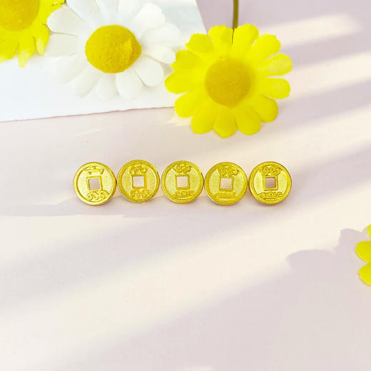 【限时克减150元】足金999 古法空心五帝钱手串配件Diy手串配件/5件（面宽约8-8.5mm，其中一件有字印）(AKGFSC00476)（预售产品下单后不退款不退货不换货不补差价） 商品图1