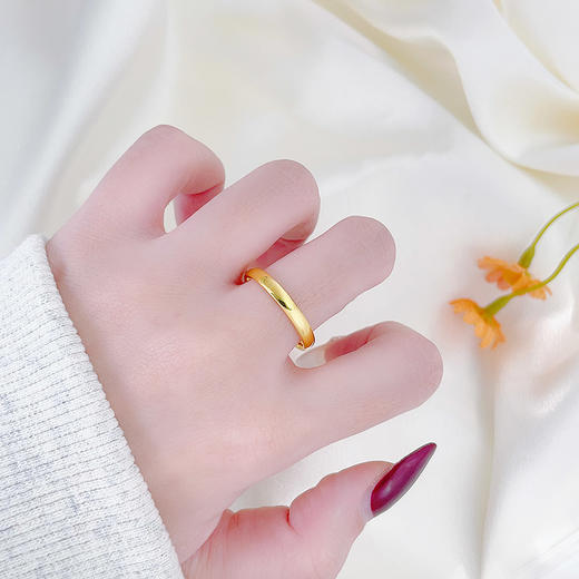 【限时克减150元】足金 #微硬金 无氰5D空心光面素圈固口戒指(AR5DJZ00066)（预售产品下单后不退款不退货不换货不补差价） 商品图0