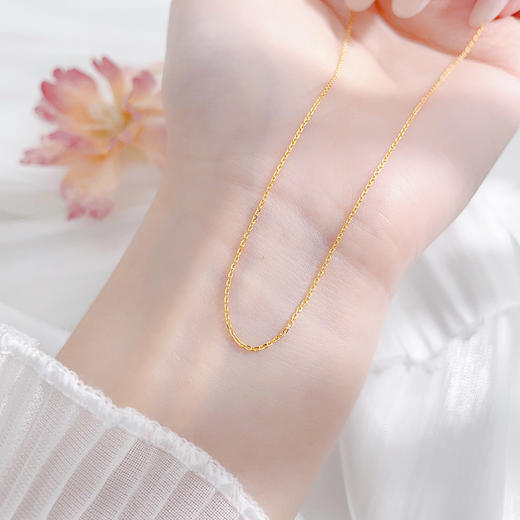 【限时克减150元】足金999 5G黄金不可调节长盛机织项链（面宽约0.4-0.8mm）(BJ5GXL00022)预售产品下单后不退款不退货不换货不补差价 商品图2