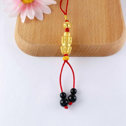 【限时克减150元】足金 3D硬金挂绳空心铜钱造型转运珠貔貅玛瑙流苏手机挂件钥匙扣(AA3DGJ00002)（预售产品下单后不退款不退货不换货不补差（预售产品下单后不退款不退货不换货不补差 商品图1