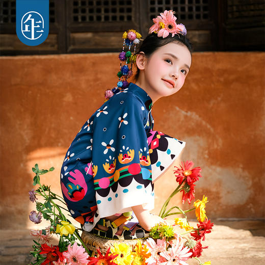 【年衣】童装女童旗袍2025新款女孩中式国风连衣裙青罗多多民族旗装 商品图0