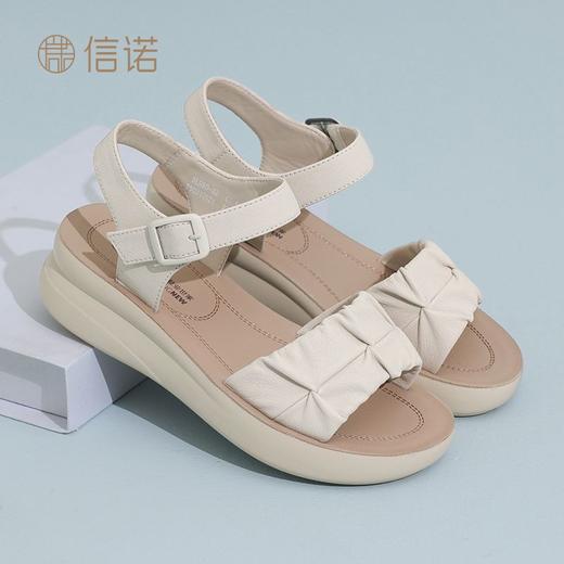 信诺真皮女鞋2025夏季新款软底妈妈鞋中老年舒适轻便凉鞋时尚女凉5L950-32 商品图8