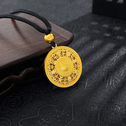 【限时克减150元】足金999 古法镂空福字八方祥瑞八宝罗盘挂绳吊坠（含珠子）(YGFDZ00106-3)(预售产品下单后不退款不退货不换货不补差价 商品图2