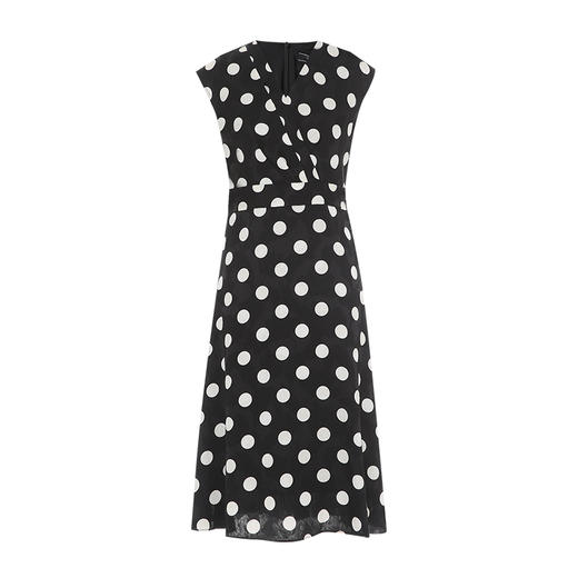 EITIE爱特爱时尚复古撞色波点V领收腰显瘦无袖连衣裙2025夏季新款B2507624 商品图5