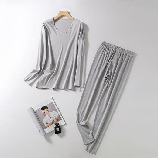 丁摩新款真丝男士内衣套装 桑蚕丝秋衣秋裤套装AL1002 商品图8