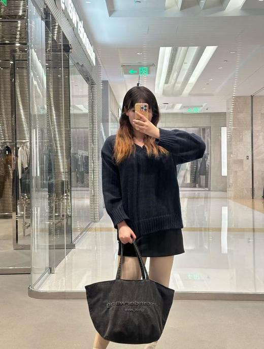 亚历山大王品牌徽标系带闭合棉托特包Tote包购物袋手提单肩包（HH） 商品图3