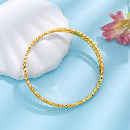 【限时克减150元】足金999.9 #清新 【精品】镜面金实心固口手镯几何三角AB图文交叉清新手镯(BFWSZ00015)（预售产品下单后不退款不退货不换货不补差价） 商品图2