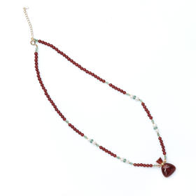 MELI&MOLI【火】红玛瑙小号福袋吊坠珍珠绿莹点缀红玛瑙项链【D类】