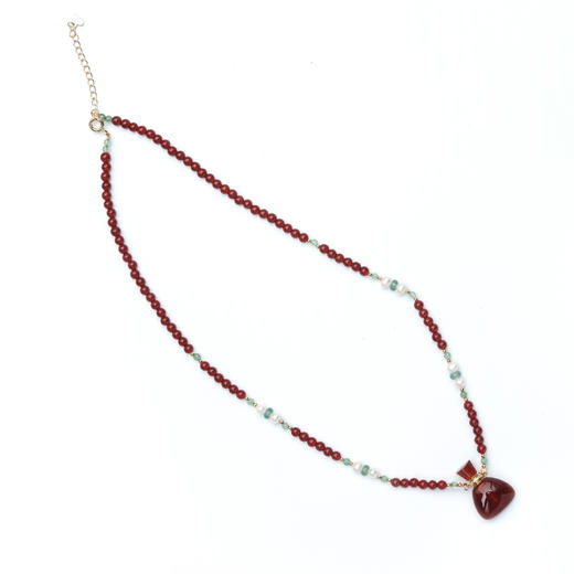 MELI&MOLI【火】红玛瑙小号福袋吊坠珍珠绿莹点缀红玛瑙项链【D类】 商品图0