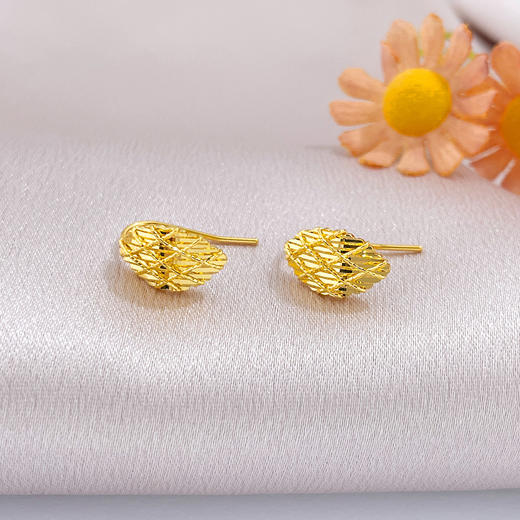 【限时克减150元】足金999 5G黄金绕线叶子耳饰金叶耳钩耳钉(AG5GES00146)预售产品下单后不退款不退货不换货不补差价 商品图1