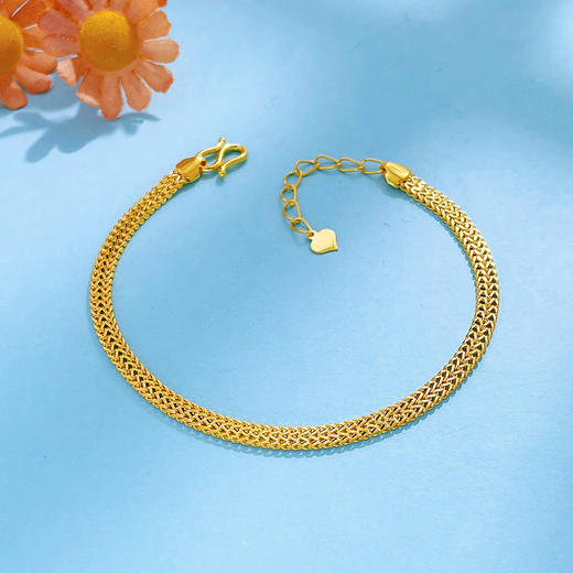 【限时克减150元】足金999 5G黄金孖龙骨可调节手链编织纹机织手链（面宽约3.1-3.5mm）(BJ5GSL00028)（预售产品下单后不退款不退货不换货不补差价） 商品图1