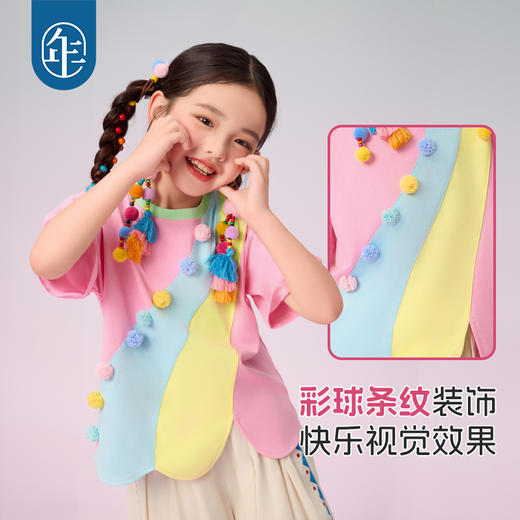 【年衣】短袖女童2025夏季新款民族风原创宽松圆领遇见布朗T恤 商品图4