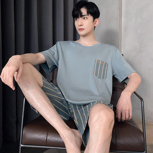 【男士睡衣套装！短袖短裤，舒适透气！】睡衣男士夏季短袖短裤家居服 男款大码夏天薄款 夏款大码套装-QQ 商品图11