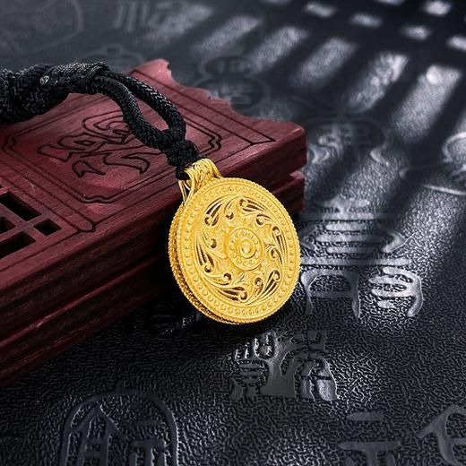 【限时克减150元】足金999.9 #复古风 古法空心挂绳吊坠花丝金轮转运罗盘吊坠(AIGFDZ00702)（预售产品下单后不退款不退货不换货不补差价） 商品图2