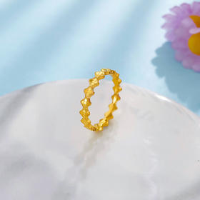 【限时克减150元】足金999.9 #固口戒指 #CNC 【精品】空心镜面金鱼鳞幸运草女戒十字花卉圈戒(AIJZ000160)（预售产品下单后不退款不退货不换货不补差价