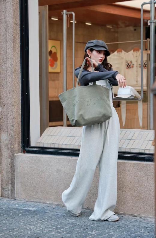 亚历山大王品牌徽标系带闭合棉托特包Tote包购物袋手提单肩包（HH） 商品图8