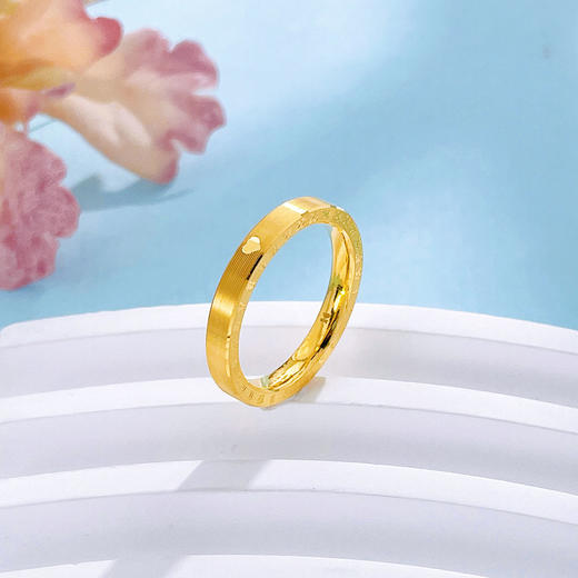 【限时克减150元】足金999.9 #520快乐 【精品】空心CNC情约一生爱你一生时光数字戒指年轮戒指固口圈戒（面宽约2.6-3mm）(AIJZ00146) 商品图1