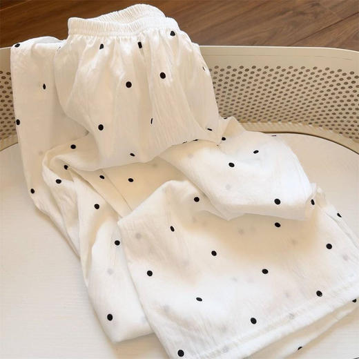 【家居裤必备，直筒裤型修身显瘦】睡裤女春秋季新款 白波点腊肠狗可爱家居裤 宽松柔软直筒遛弯裤-QQ 商品图3