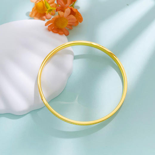 【限时克减150元】足金999.9 【精品】实心镜面金固口手镯满天星钉珠仿钻四方手镯（面宽约3.7-4.1mm，厚约2mm)(BFWSZ00013) 商品图2