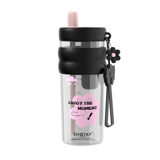 时尚花茶水杯 tritan高颜值夏耐摔耐高温大容量 运动便携吸管杯 商品图5