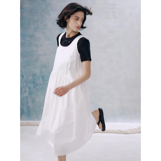 UMILAB【暮雨】100%棉清爽透气懒人穿搭背心无袖长款连衣裙D778W 商品图3