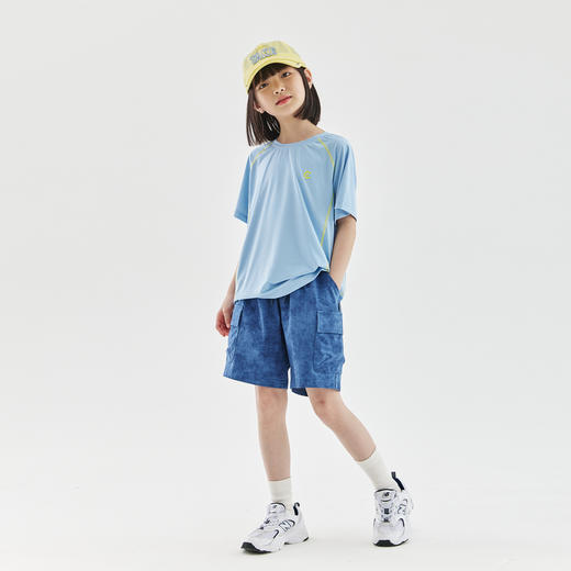 【代发】女童针织运动短裤 cicochild夏季款中大童印染休闲五分裤深蓝/粉紫 商品图3