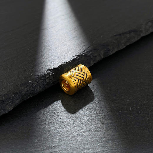 【限时7.5折】【定价黄金】足金 #电黑金 3D硬金电黑金编织纹转运珠Diy手串配件(V3DSC00445) 商品图1