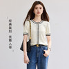 VICTORIA&VERA春季“巴黎叠色”小香风黑边冰丝针织短袖米白撞色法式气质上衣 商品缩略图3