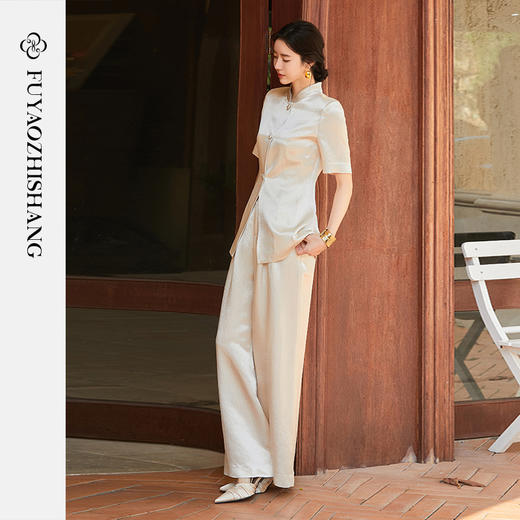 FUYAO扶摇「生存美学」西装套装女2025夏季三醋酸缎面垂感高级感 商品图2