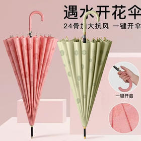【遇水开花，无惧风雨！】24骨遇水开花弯柄伞，商务情侣撑护，超大双人抗风伞。轻盈防水设计，一键便利开启。