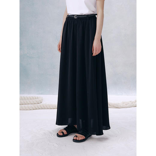 UMILAB【夜曲】垂顺抗皱懒人穿搭松紧腰藏肉显瘦百搭半裙D789M 商品图0