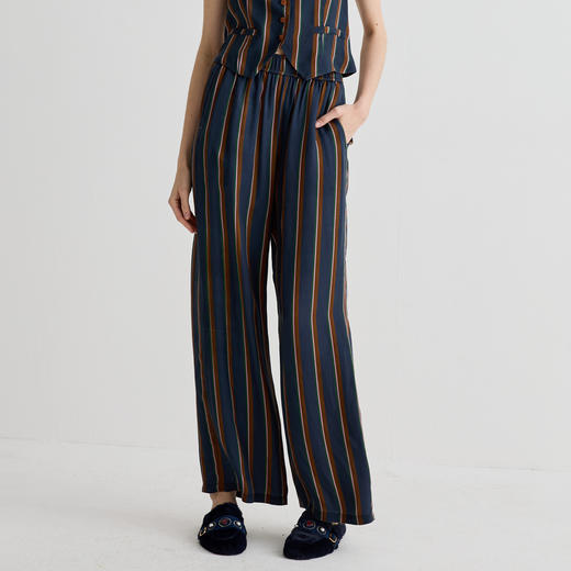 谜底休闲裤女2025夏季新品复古柔软垂感宽松阔腿裤长裤252MK0612 商品图0