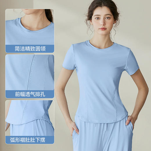 瑜伽服女冰感UPF50+防晒夏季新款运动户外速干健身短袖T恤上衣 商品图2