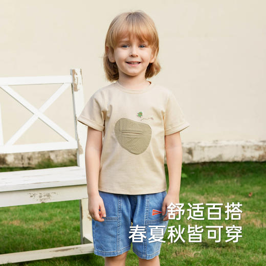英氏儿童T恤夏季短袖透气上衣男童户外休闲百搭T恤2025新款短T恤 商品图4