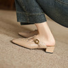阿么手工女鞋一字带半拖女鞋外穿2025新款百搭小众真皮穆勒鞋3CM 商品缩略图4