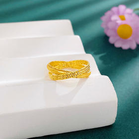 【限时克减150元】足金999 （足金999字印）5G黄金实心固口戒指编织工艺流金岁月拉丝环环相扣女戒(AV5GJZ00039-02)（预售产品下单后不退款不退货不换货不补差价