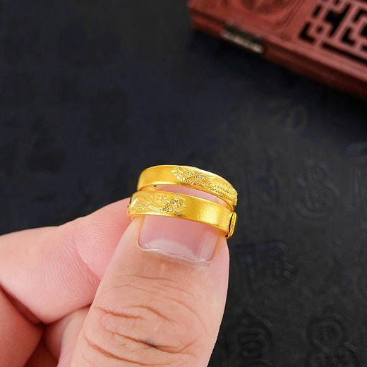 【限时克减150元】足金999.9 #情侣日常 古法实心活口龙凤呈祥情侣戒对戒/对(GFQLJ00044)(预售产品下单后不退款不退货不换货不补差价) 商品图3