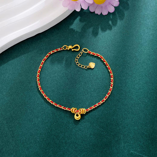 【限时克减150元】足金999 #幻彩星辰 #小红书 #小胖福 古法实心福气多多小胖福吊饰碎金子盘缠转运红绳穿插至简编织调节手链(AKGFSL00194)(预售产品下单后不退款不退货不换货不补差价)) 商品图1