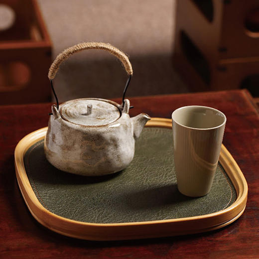 竹小茶丨复古手工竹盘 织锦墨竹茶席/双面皮席 茶具 茶席 茶盘 干泡台 原竹 多款可选 商品图9