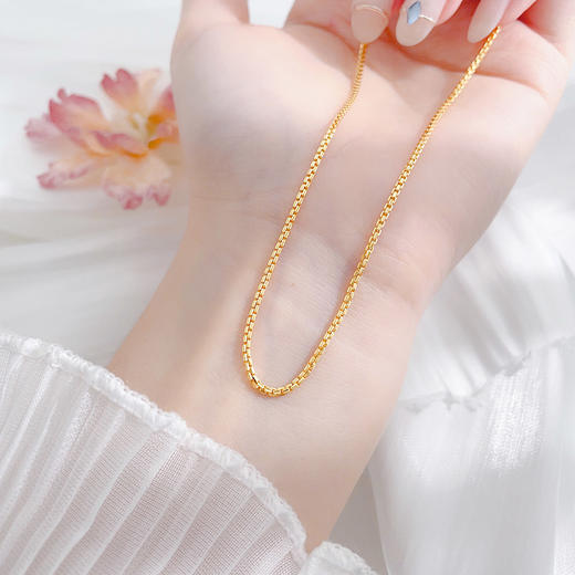 【限时克减150元】足金999 5G黄金不可调节直刀长盛链机织项链（面宽约1.2-1.6mm）(BJ5GXL00021)（预售产品下单后不退款不退货不换货不补差价） 商品图2