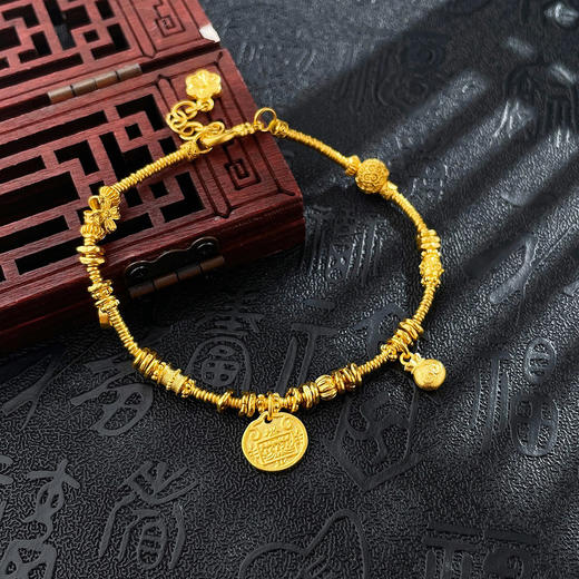 【限时克减150元】足金999 #盘缠 古法五路财神吊饰财神驾到招财财神五路财神福袋金圈调节手链（内为无弹力棉线）(AEQGFSL00230)预售产品下单后不退款不退货不换货不补差价 商品图3